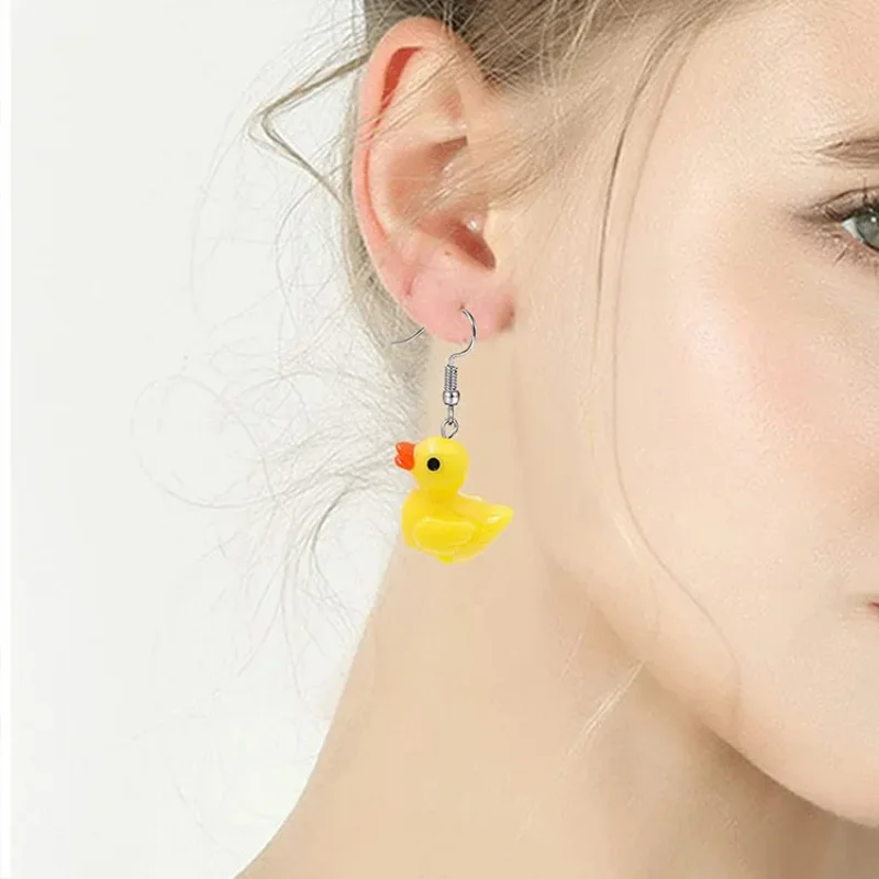 Spot Goods Korean Fashion Resin Funny Cute Girls Gift Eardrop Stray Animal Duck Frog Gummy Bear Butterfly Cloud Earrings