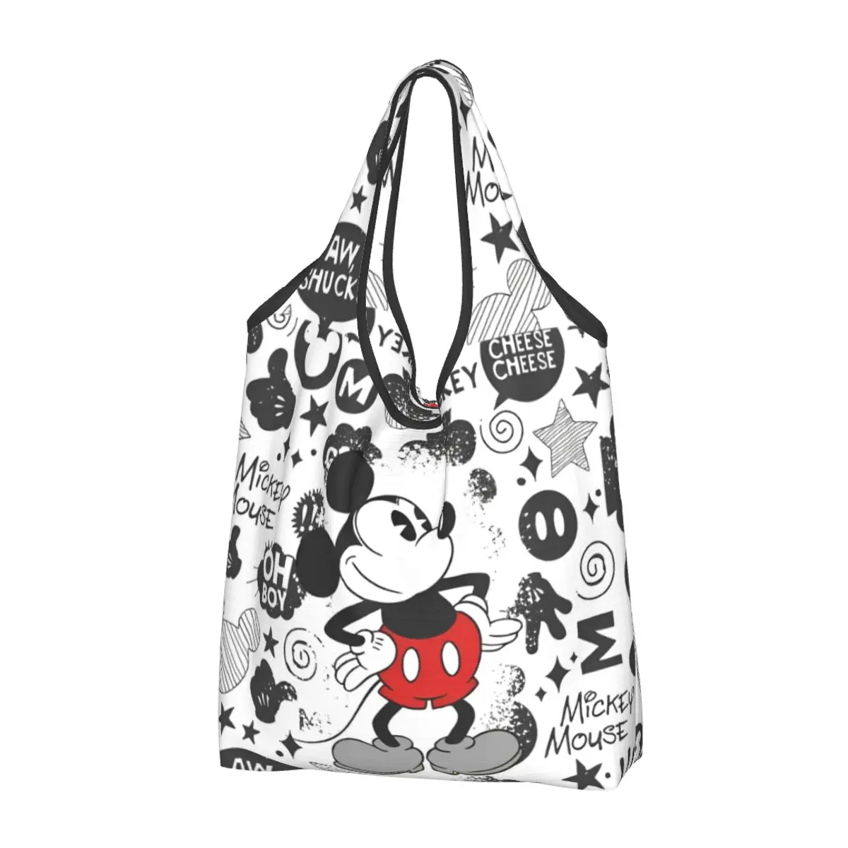 

Retro Mickey Minnie Cartoon Shopping Bags Reusable Grocery Tote Bags Large Capacity Recycling Bags Washable Handbag