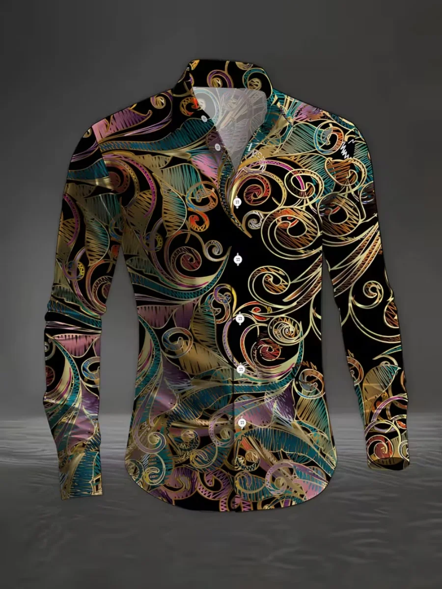 

New men's floral 3D printed shirt, casual street fashion men's button-down shirt, fabric is comfortable and soft.