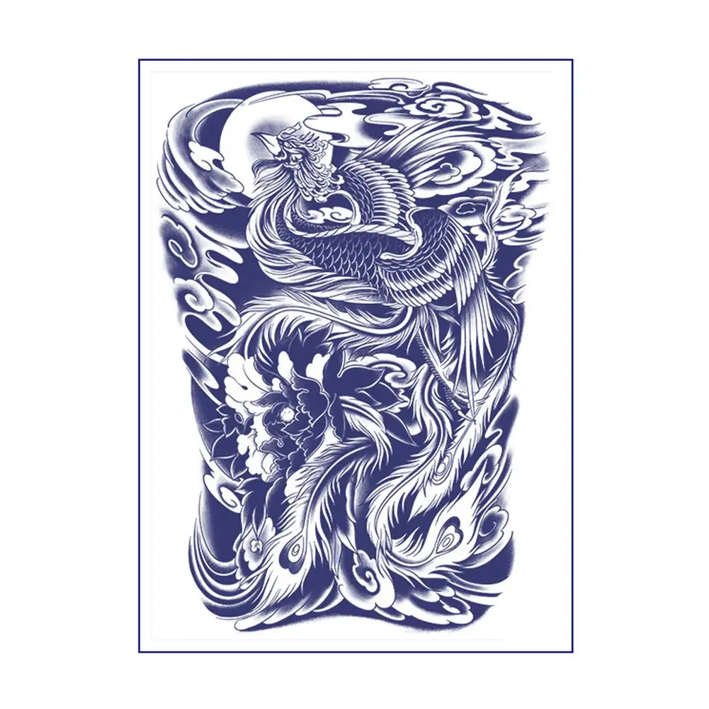Novo adesivo de tatuagem temporária à prova d'água, semipermanente, não reflexivo, flor tradicional antiga, braço, peixe koi, tatuagem falsa mal