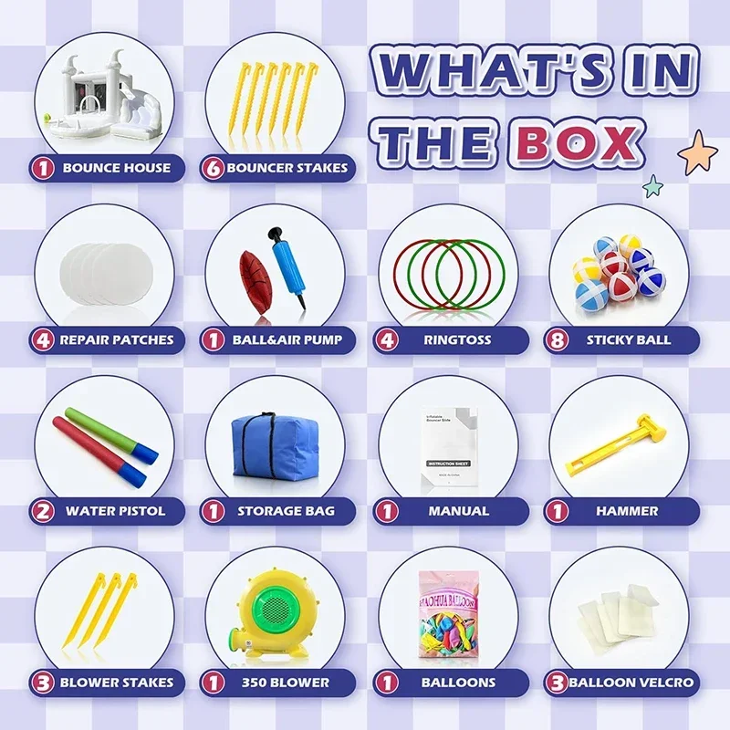 Opblaasbaar springhuis met ballenbad en glijbaan Kids Birthday Party Game Gift Jumper Kinderen Springen Springkastelen Oxford