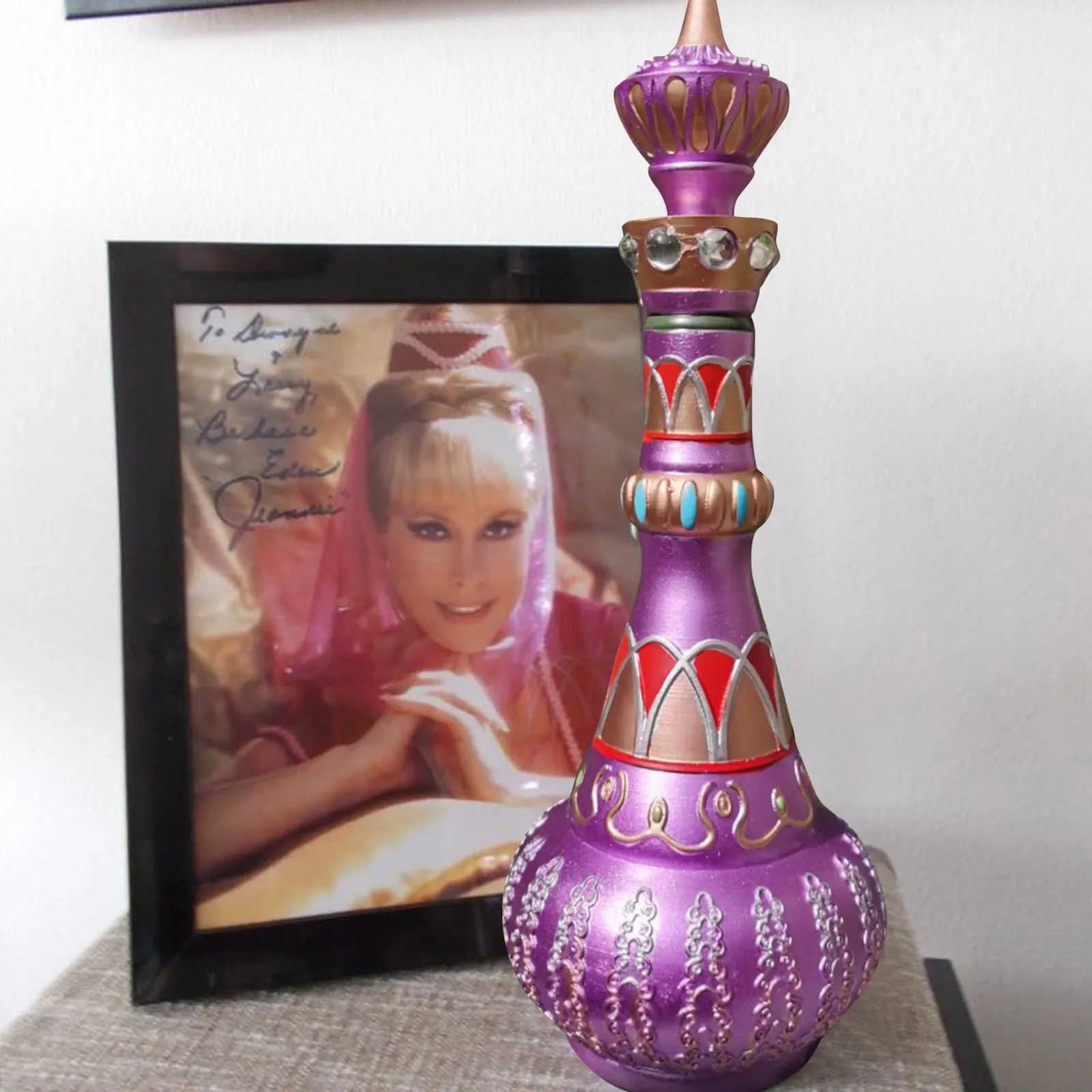 I Dream Of Jeannie Bottle From Mario-Della Casa-Second Season Glass MIRRORED Purple Bottle!Pagoda  Spirit Bottle Decoration