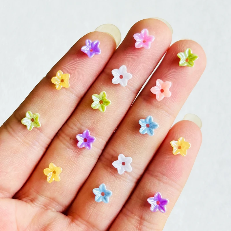 100 pieces of colorful resin mini perforated orchid nail decoration DIY set, suitable for nail and jewelry making A116