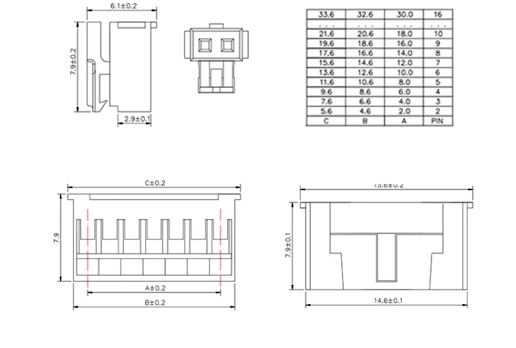 20PCS HY 2.0mm Pitch Plastic Shell Connector Plug Terminal Housing 2P /3/4/5/6/7/8P with Latch