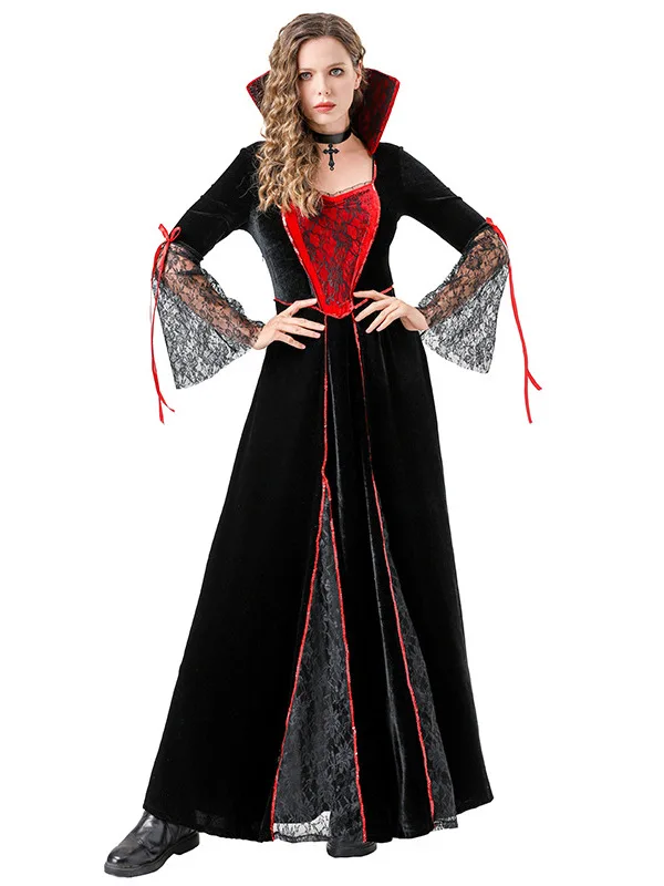 2025 loween Sorcière Diable Costume Adulte Performance sur scène Médiévale Dr Outfit Fabricant chinois Saison d'hiver Tradition...