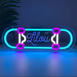 Custom Skateboard Name Neon Sign Skateboard Shop Decor Skateboard Club Decor Gift for Skateboarder Skateboard Deck Gift