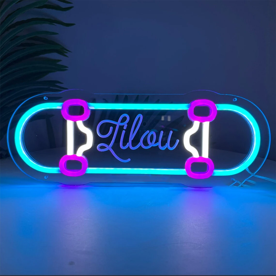 Custom Skateboard Name Neon Sign Skateboard Shop Decor Skateboard Club Decor Gift for Skateboarder Skateboard Deck Gift