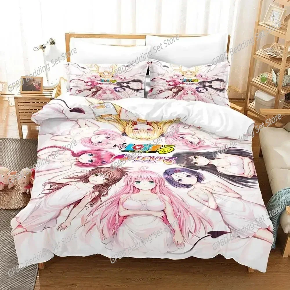 Anime Yami To LOVE Ru 3D Bedding Set Duvet Cover Pillowcases Single Twin Full Queen King Size Home Decor Quilt Boys Gift 4