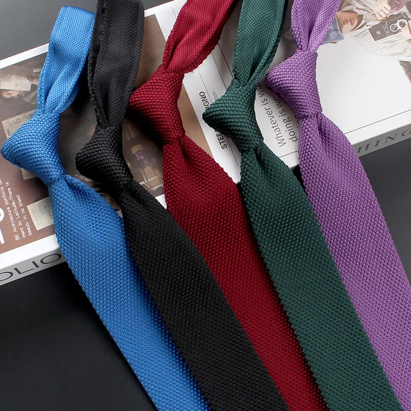 Corbatas informales de estilo británico para hombre, corbatas de punto liso, corbatas formales de negocios, color rojo, azul marino y marrón, corbatas de esmoquin hechas a mano, accesorios