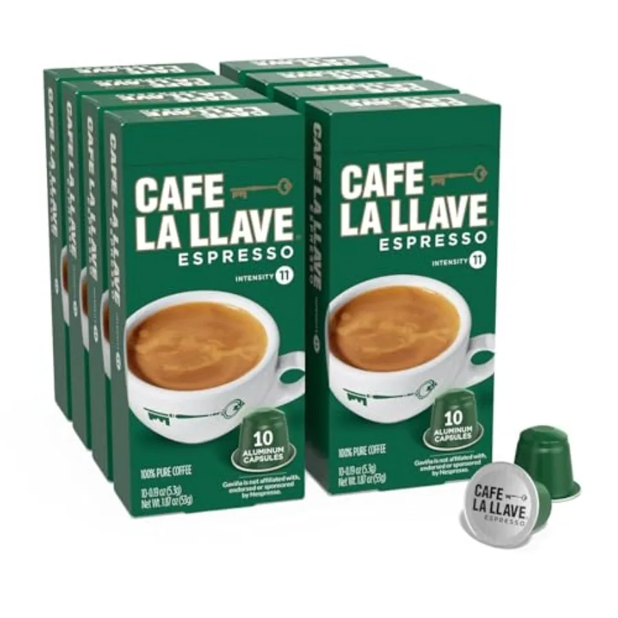 

Cafe La Llave Latin Style Espresso Pods Dark Roast Compatible with Nespresso Original Line Aluminum Capsules