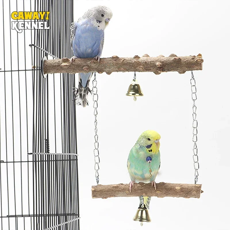 

Pepper Wood Parrot Stand Pole Double Layer Toy for Bird Tiger Skin Claw Grinding Beak Grinding Stand Pole Bird Cage Accessories