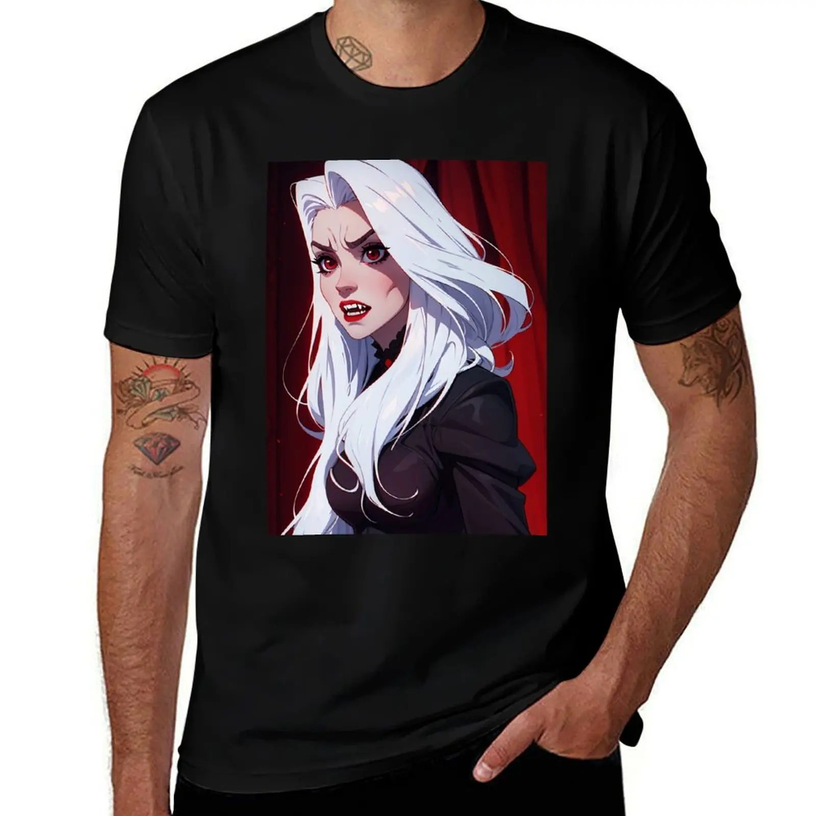 

Anime PinUp Girl: Anime Vampire Princess 02 T-Shirt cotton man t-shirts blacks sports fans sublime t shirts for men graphic