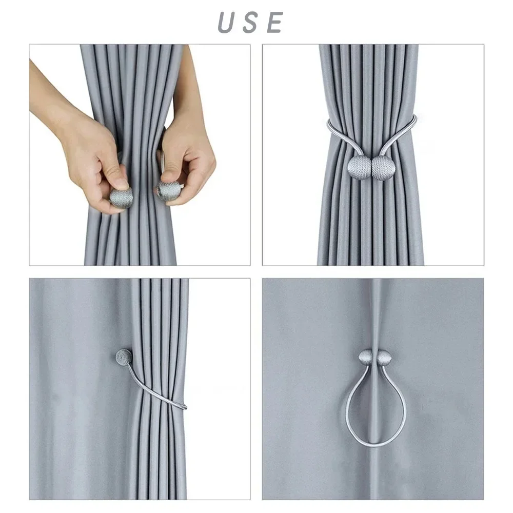 1/2/4Pcs Magnetic Ball Curtain Tiebacks Tie Rope Accessory Rods Accessoires Backs Holdbacks Buckle Clips Hook Holder Home Decor