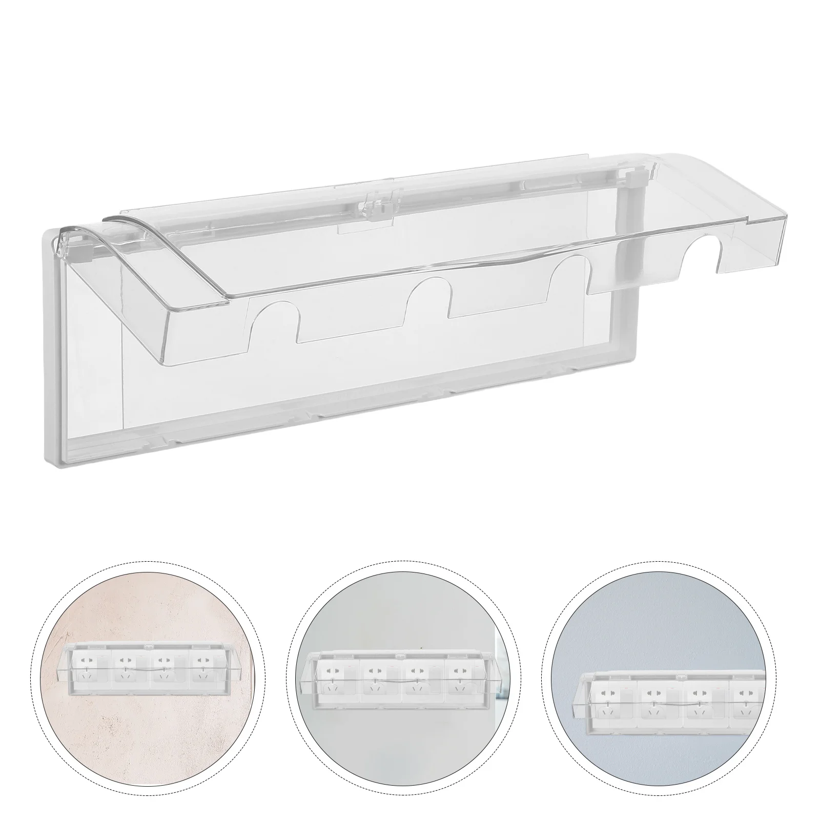 

Waterproof Outlet Box 4-Gang 86 Type Adhesive Socket Cover Splash Proof Wall Plug Protector For Bathroom Kitchen Outdoor