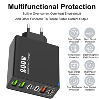 Total 200W 6 Ports Fast Charging QC3.0 Travel Charger For iPhone Samsung Xiaomi EU US Plug Mobile Phone Wall Adapter