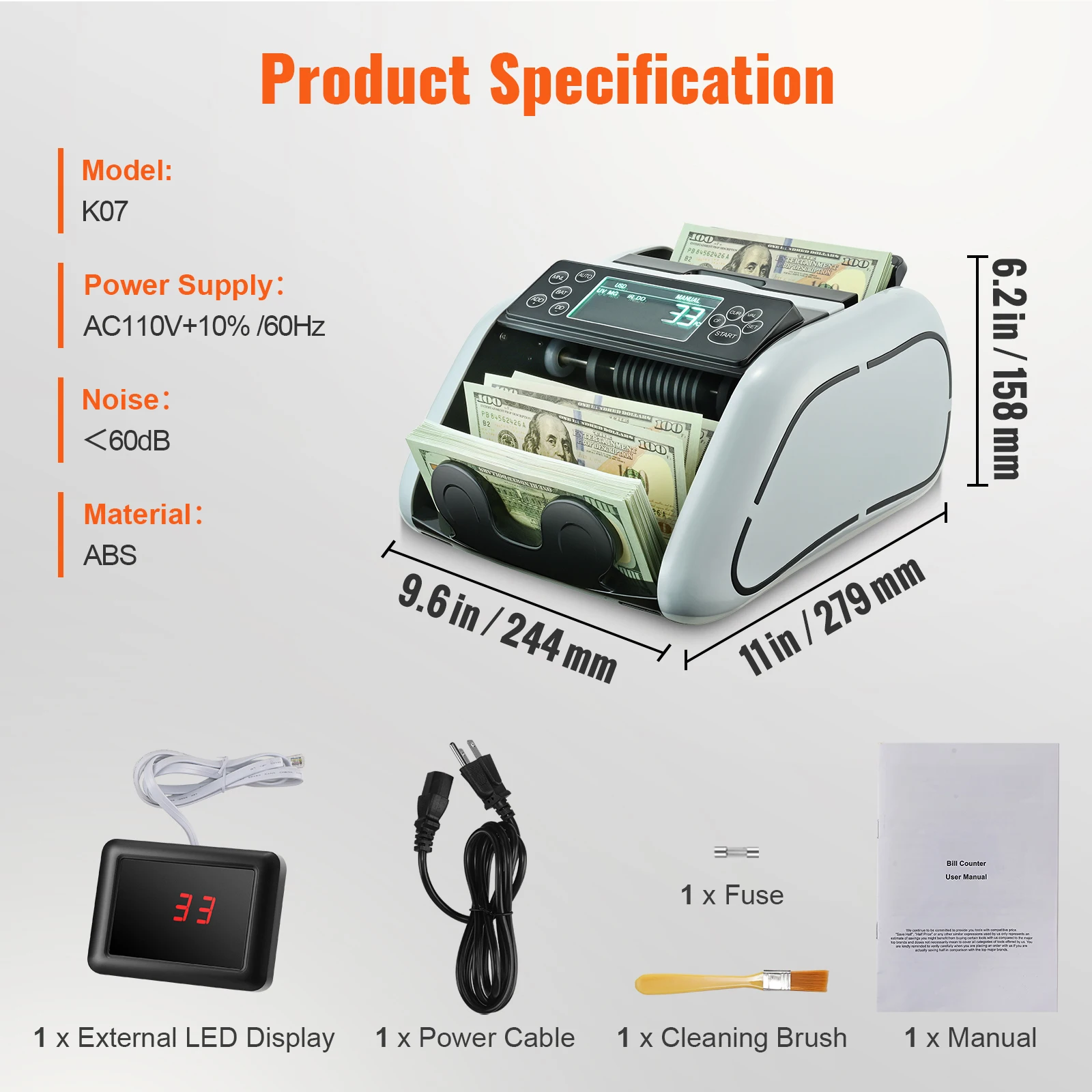 SucceBuy 1000 stks/min Geldteller Zakelijke Kassa Euro Rekeningen Nep Bankbiljetdetector door UV & MG Functie voor Banken Winkels