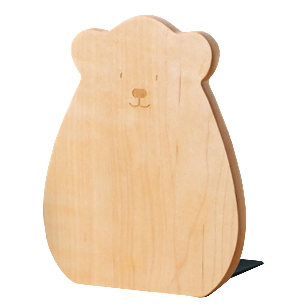 1pc Bookend Book Stand Wood Color Lovely Bear Shape Wooden Book Fixator Smooth Finish Desk Decor Accessory For Bookshelf