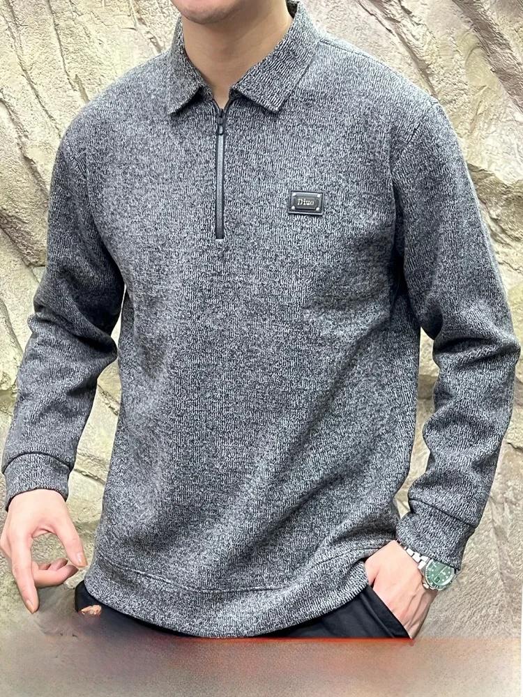 

Ele Gentleman теплый мягкий вязаный свитер с воротником-молнией Busin повседневный мужской модный осенне-зимний Thi Long Sve