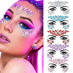3D Sexy Face Tattoo Crystal Stickers Temporary Tattoos Glitter Fake Tattoo Rhinestones Masquerade Women Party Face Jewels Tattoo