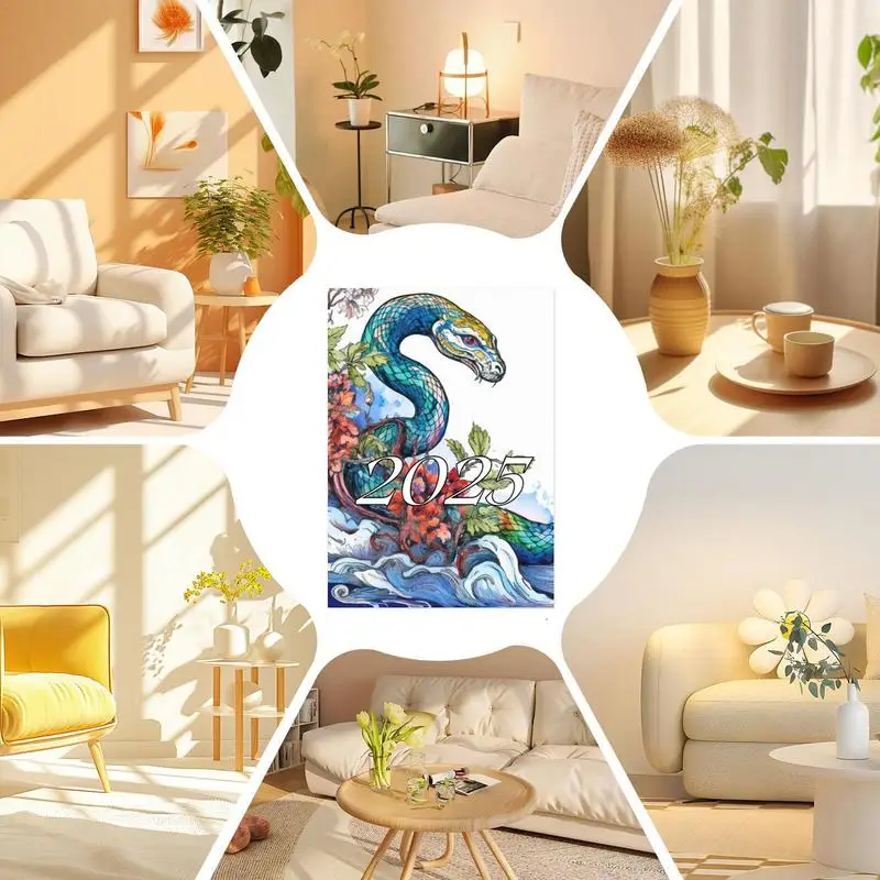 2025 Snake Calendar Snake Wall Monthly Calendar Snake Calendar Paper Planning Organizing Bright Flipping Wall Calendar For Home