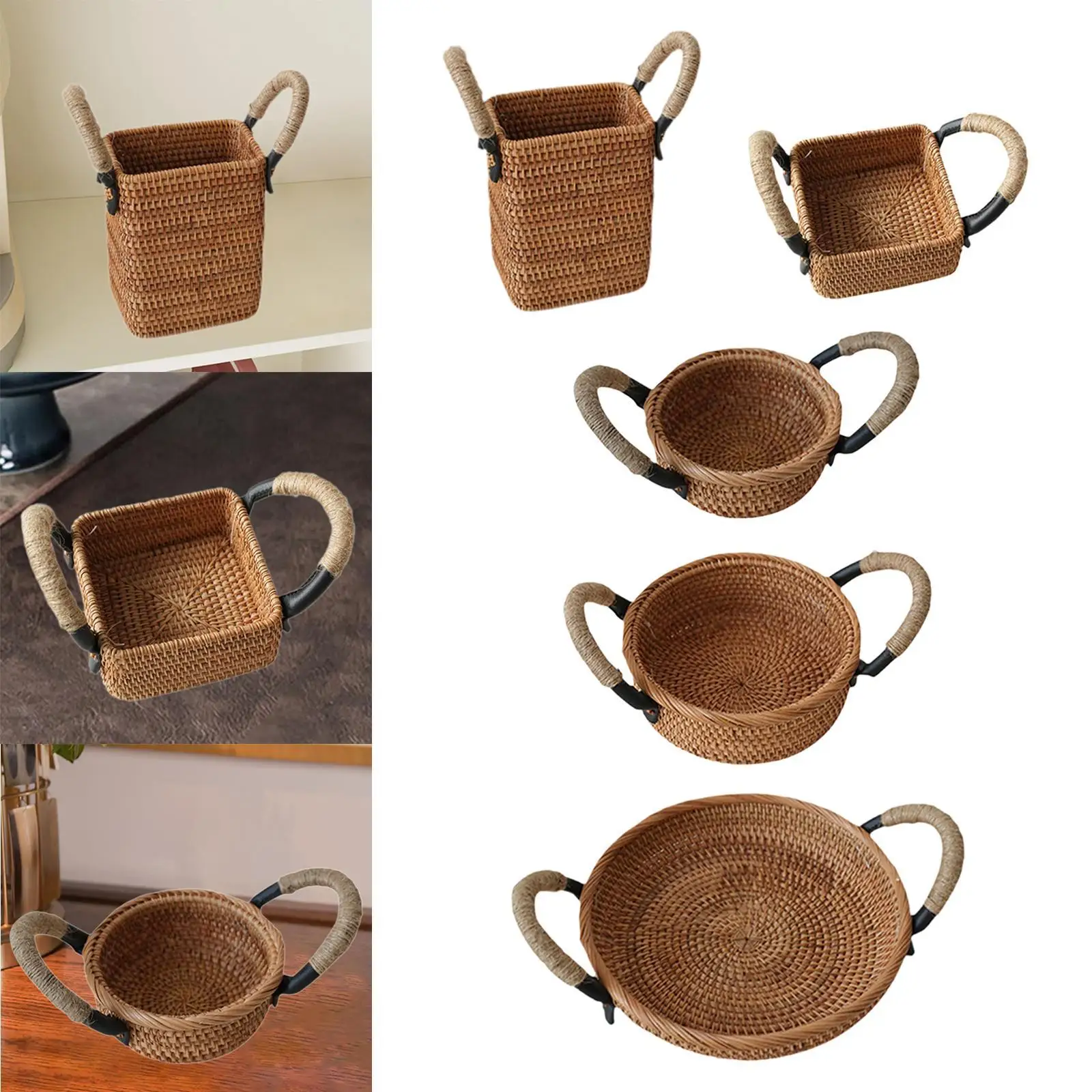 

Rattan Fruit Basket Serving Tray Food Plate Novelty Snack Basket for Bakeries Western Restaurants Dining Room Party Guesthouses