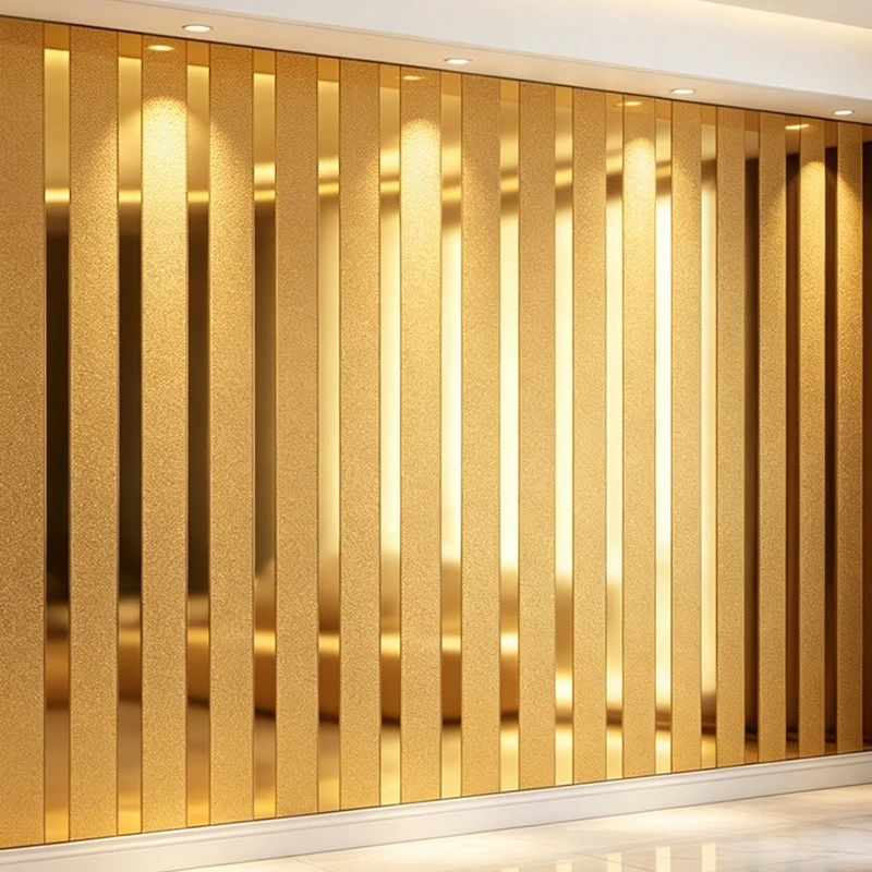 Metallic Textured Wallpaper Self Adhesive Peel and Stick 3D Vertical Stripe Wall Sticker Waterproof Wall Covering for Home Decor