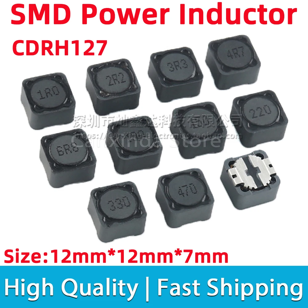 10pcs CDRH127 Shield Power Inductor SMT SMD Mode Inductance 1uh 1.5uh 2.2uh 4.7uh 10uh 15uh 33uh 150uh 47uh 68uh 1mH 12*12*7mm