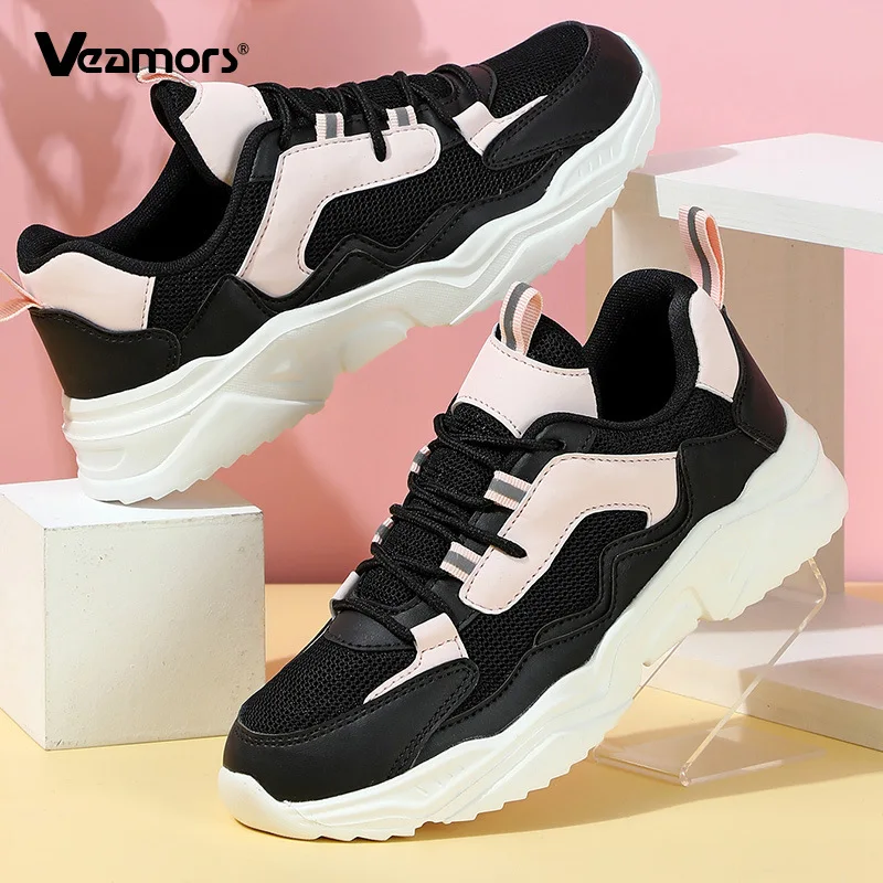 VEAMORS Retro Sneakers for Women Running Shoes Men Chunky Sneakers Mesh Running Sports Shoes Casual Trainers Platform Shoes