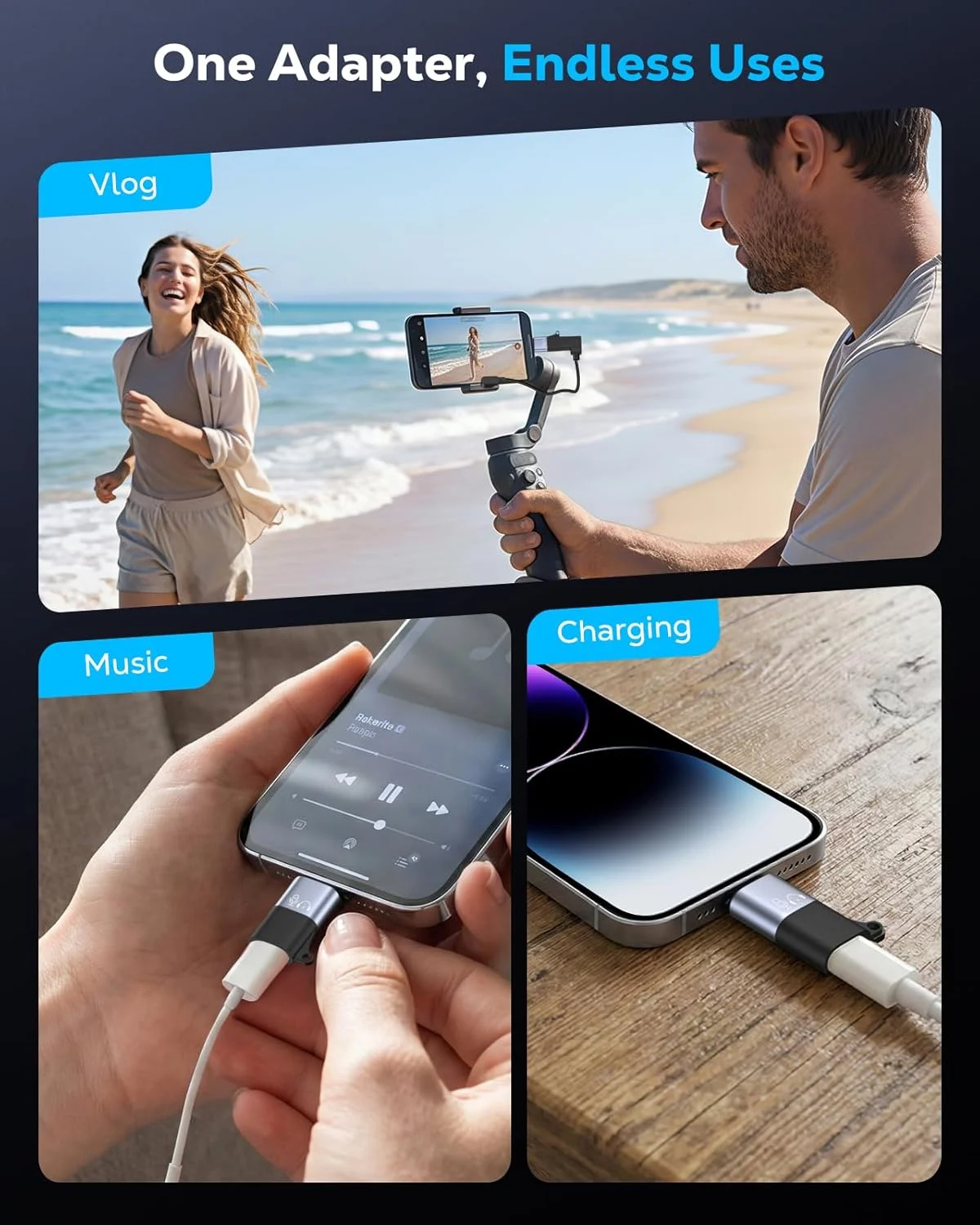 USB-Typ-C-OTG-Adapter, 8-polig, unterstützt Lavalier-Mikrofon, Laden und Musik – Plug & Play für Live-Streaming, Podcasting, Videoaufnahmen – Detail 8