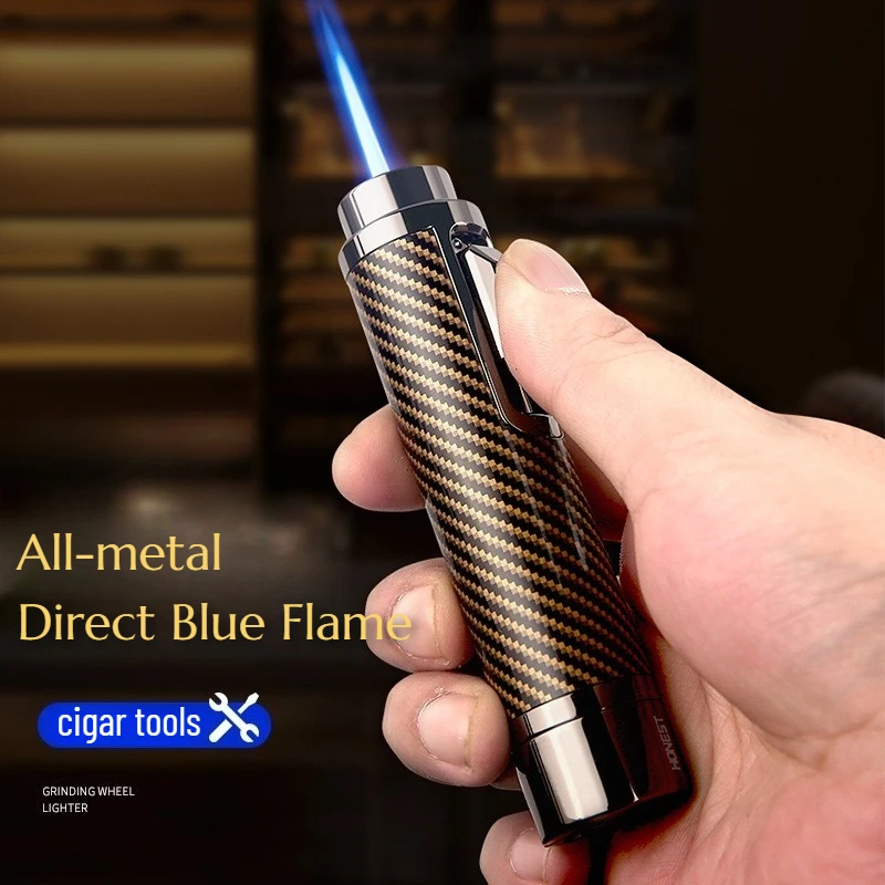 

Newest Metal Cigar Tool Lighter Inflatable Blue Flame Windproof Hidden Cigar Needle 7.5MM Cigar Diamond Men's Cigarette Lighter