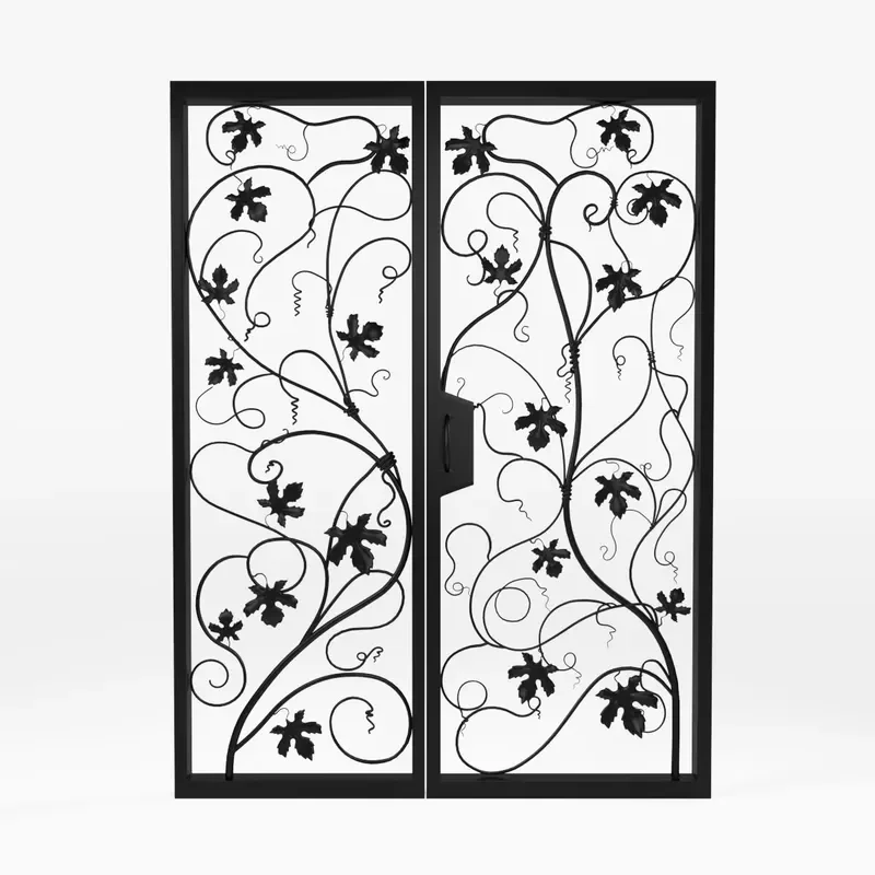 Double House Garden Security Grill Design Sliding Swing Iron Gate Driveway Gate Entrance Main Wrought Iron Gates