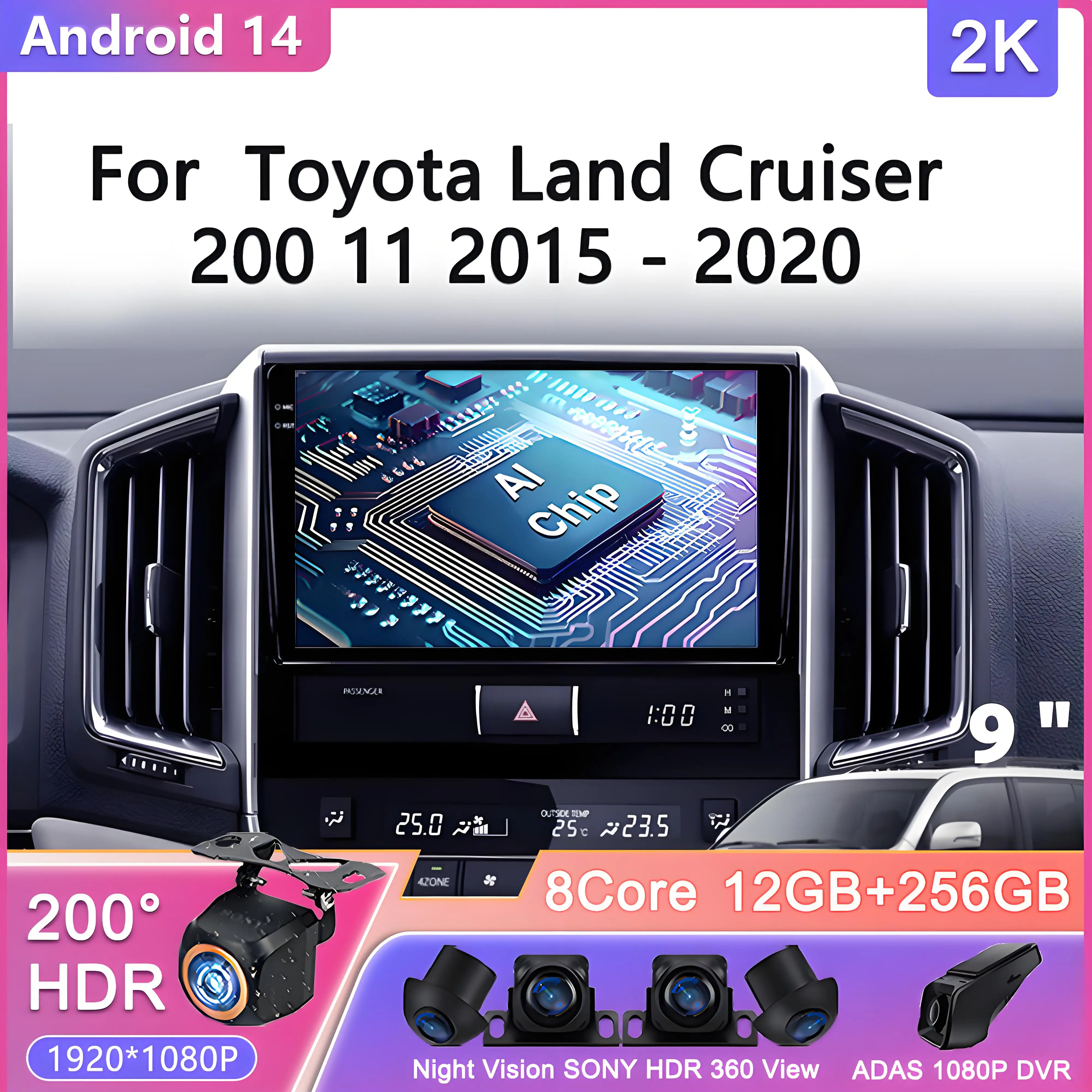 

Android 14 For Toyota Land Cruiser 200 11 2015 - 2020 Carplay AutoCar Radio Multimedia Video Player Navigation No 2Din 2 Din DVD