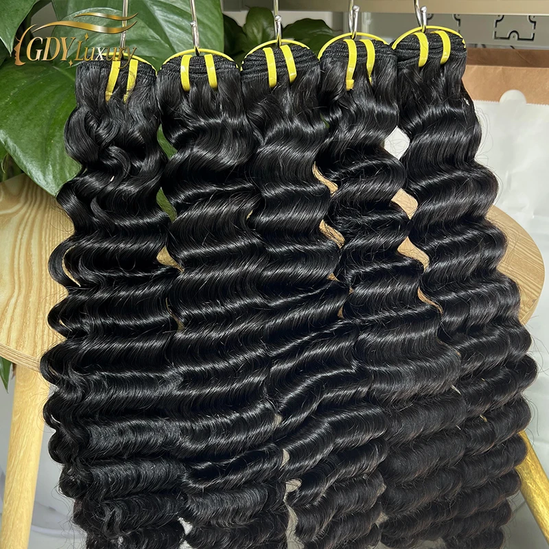 Bundles de cheveux humains Deep Wave, 100% cheveux humains bruts, non transformés, cheveux bouclés vietnamiens, 12-32 ", 12A At