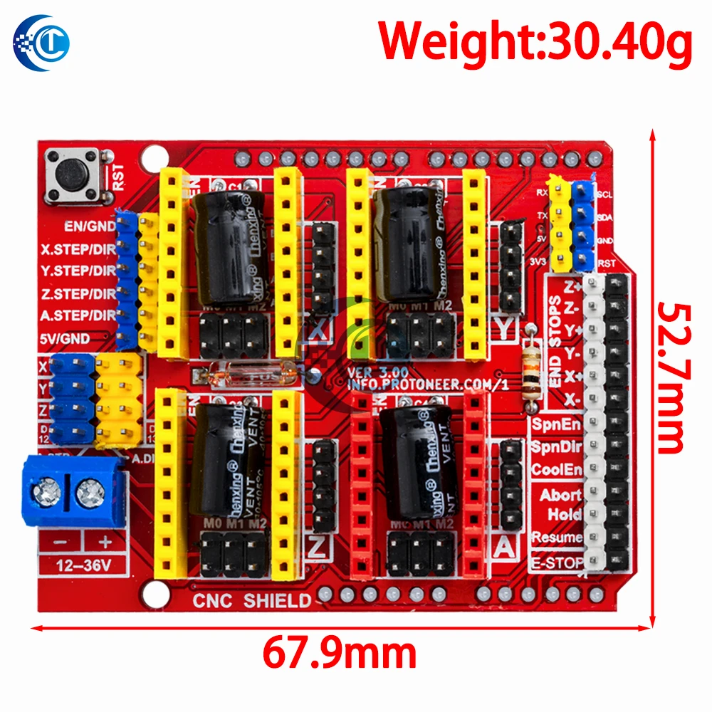 CNC Shield V3 – für Graviermaschine und 3D-Drucker, wird mit 4 Stück A4988/DRV8825 Treibererweiterungsplatine geliefert