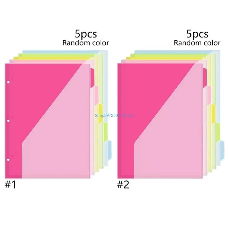 

Y3NC 5 Pcs 3 Holes File Folders Plastic Dividers Easy to Use Document Organizers