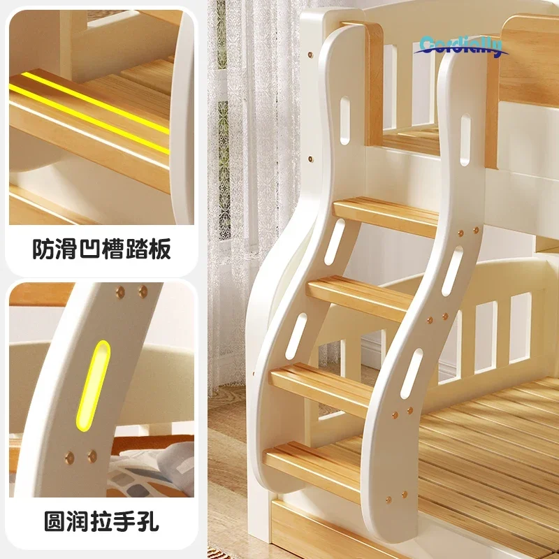 Loft Double Bed With Stairs Frame Headboards King Size Drawer Storage Bunk Beds Kids Children Queen Adult Bedroom Furniture Sets - view 3