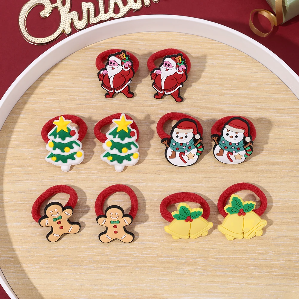 10 قطعة عيد الميلاد الكرتون الشعر التعادل للفتيات لينة المطاط سانتا كلوز ثلج مرونة عالية توك شعر طفل السنة الجديدة اكسسوارات