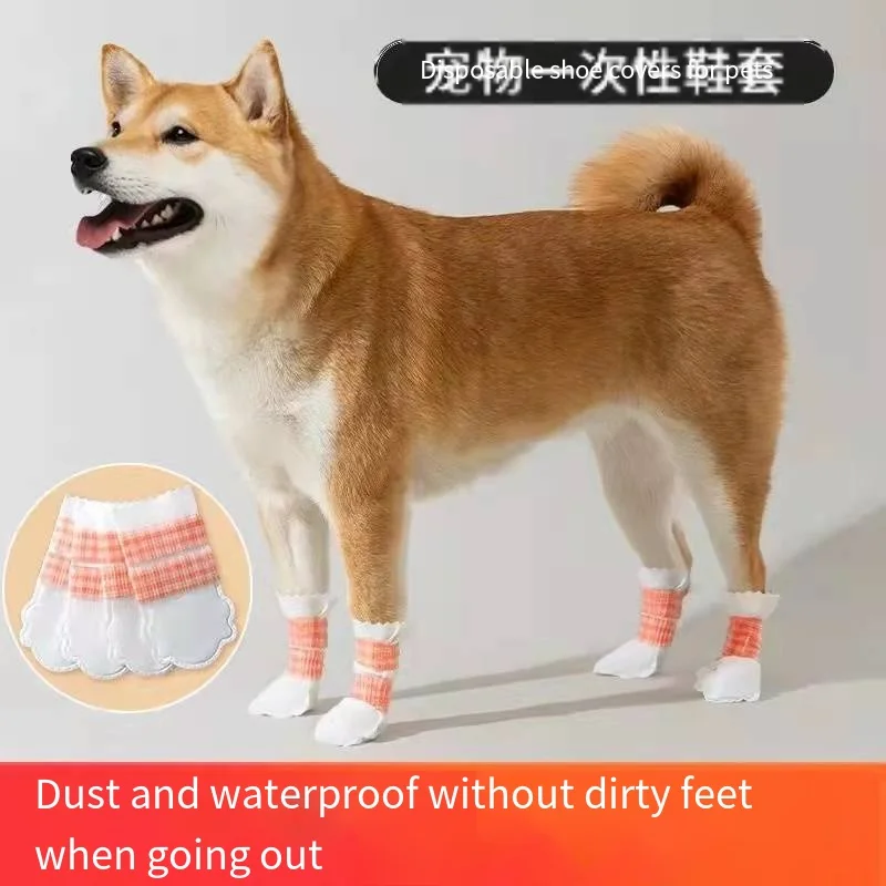 Disposable pet dog shoes socks foot cover waterproof and soiled shoe cover is not easy to fall off teddy bear dog walking magic