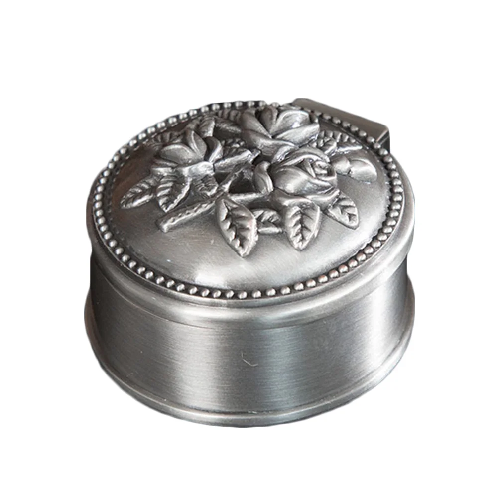 Vintage Mini Trinket Box Alloy Jewelry Holder Elegant Flower Pattern Organizer Storage Container for Necklace Bracelet Earrings