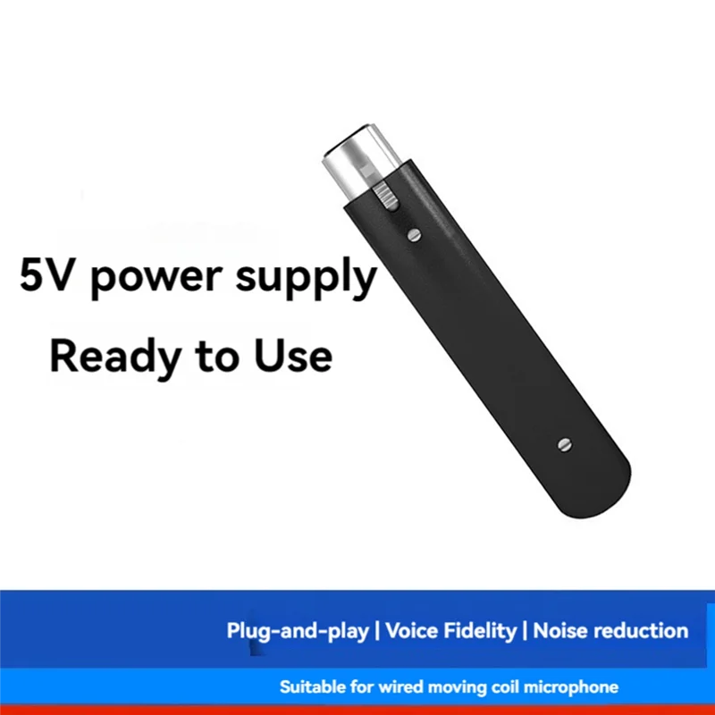 Amplificador de microfone dinâmico, fonte de alimentação 5v, canal único, aumenta a omnidirecional para queda de microfone dinâmico