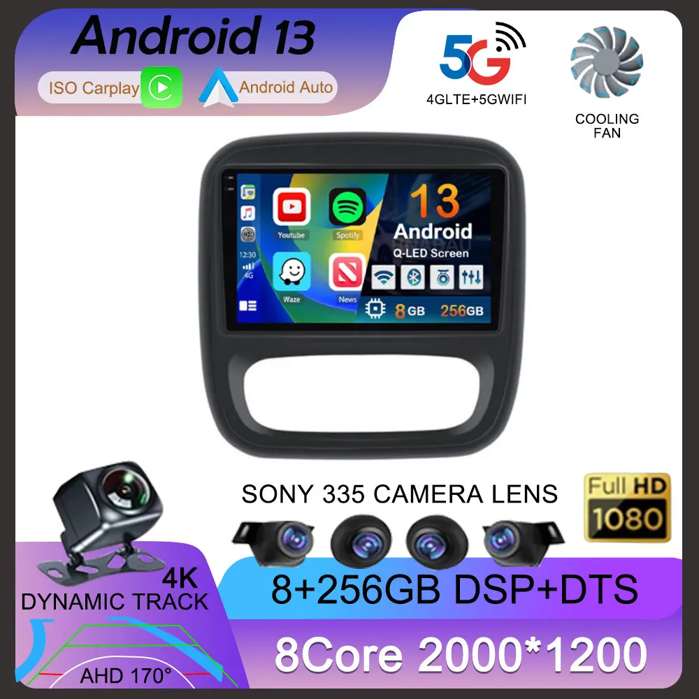 

Android 13 Auto Car Radio For Renault Traffic 3 2014-2021 For Opel Vivaro B 2014-2018 Multimedia Video Player Navigation GPS DSP