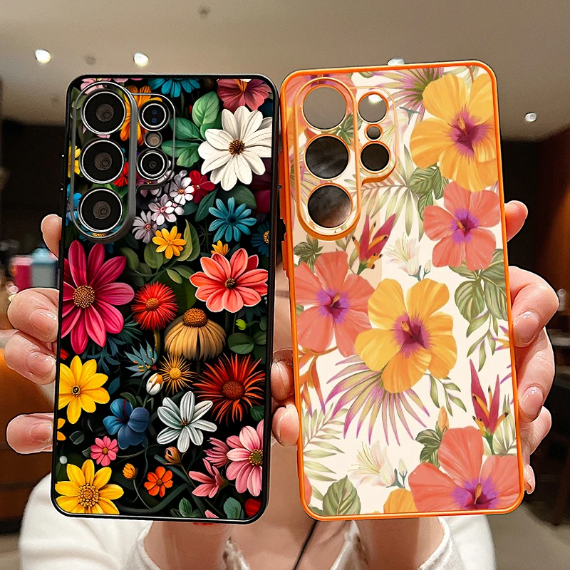 Ölgemälde-Blumenmuster Magnetische Hülle für Samsung Galaxy S26 S25 Ultra S24 S23 FE A57 A17 A56 A37 A16 A35 A55 A15 A36 A54 Cover