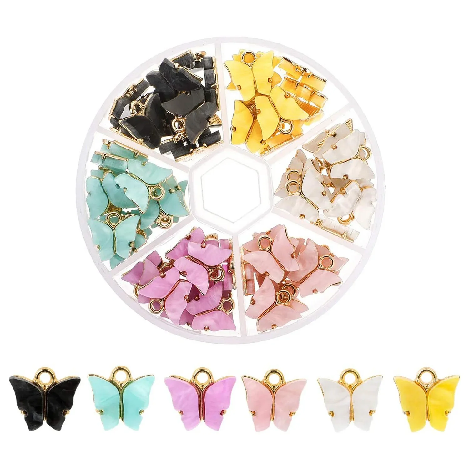 72pcs DIY handmade pendant six color acrylic butterfly pendant Christmas colo box set