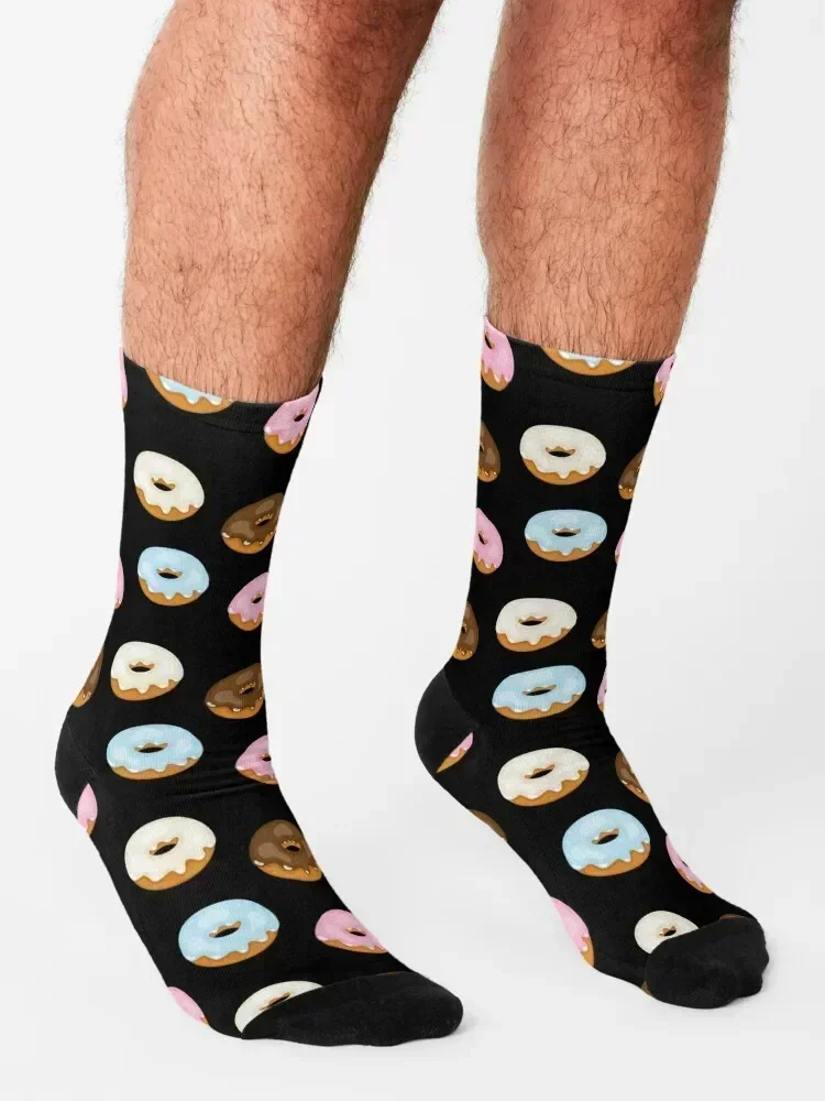 glazed donuts on black Socks floral hiking Thermal man winter winter Designer Man Socks Women's