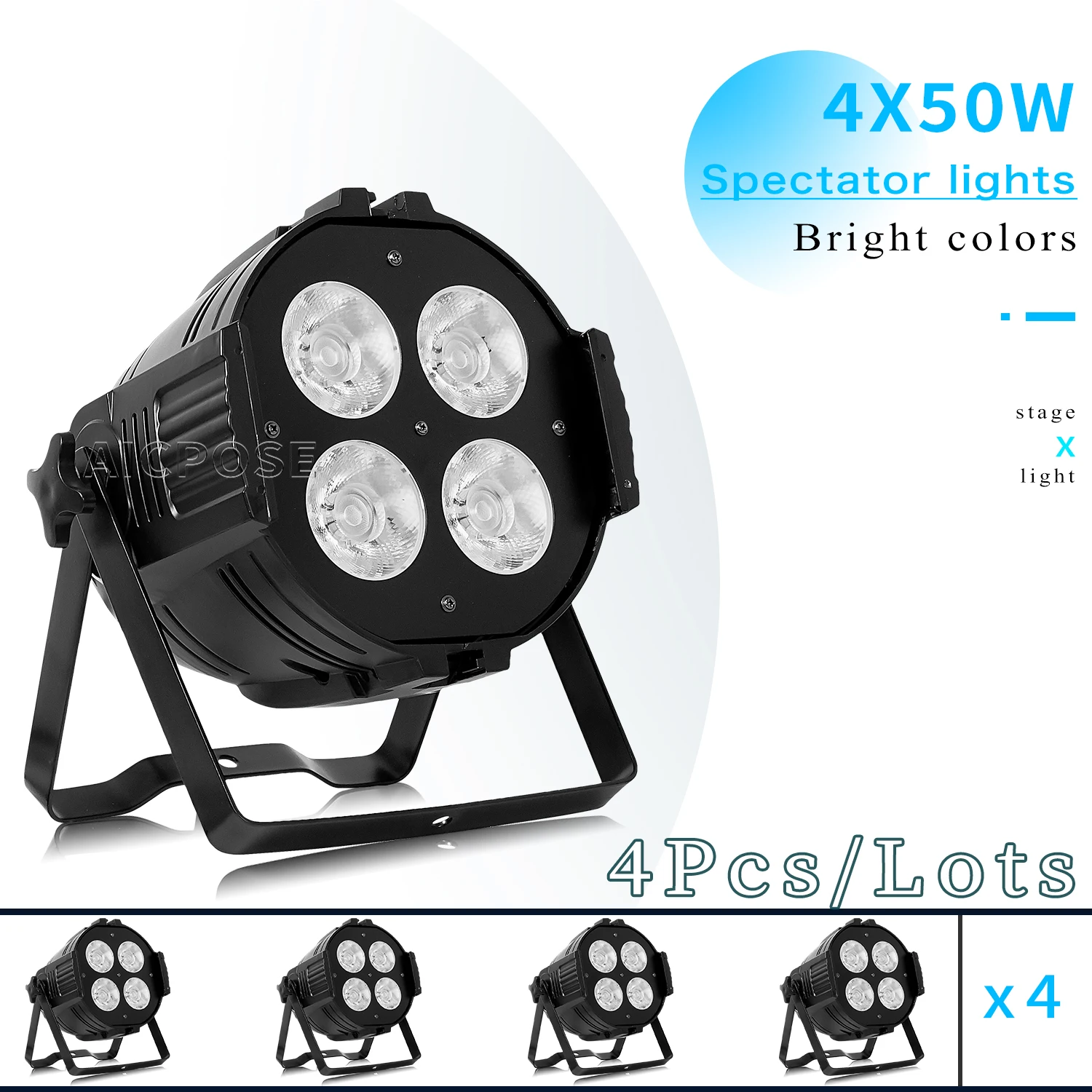 

4Pcs/Lots 200W COB Par Light 4x50W COB Par Lights Cold White Warm White Light DMX Control DJ Disco Stage Lighting