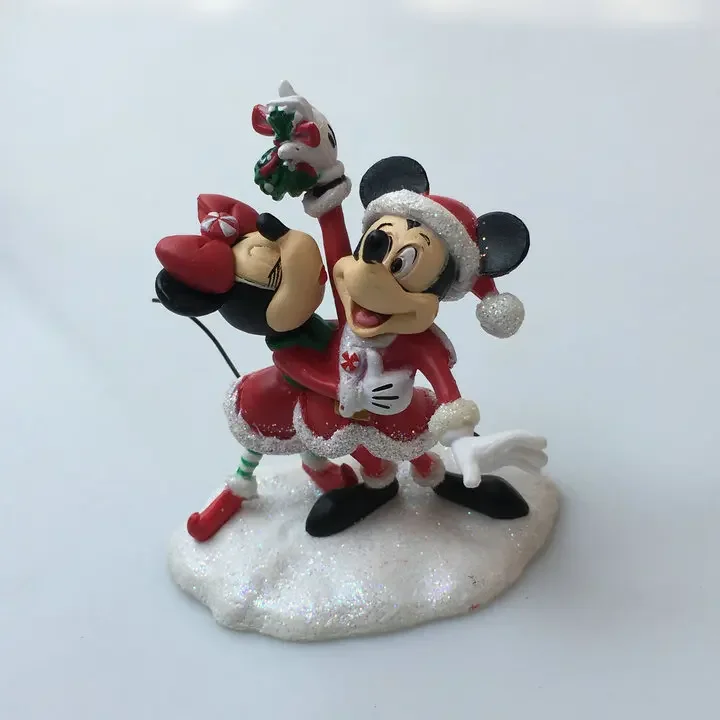 Disney Kawaii Cute Lovely Mickey Minnie Mouse Christmas Styling Doll Gifts Toy Model Anime Figures Collect Ornaments