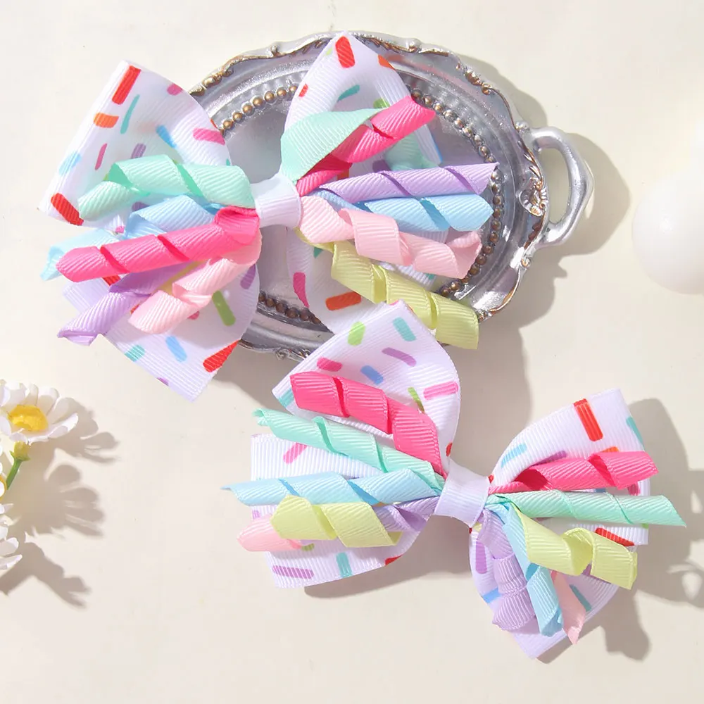 1/2PCS Kids Candy Colored Tassel Hair Clip Hair Loop Happy Birthday Hairpin Headband Rainbow Barrette Girls headwear Accessories