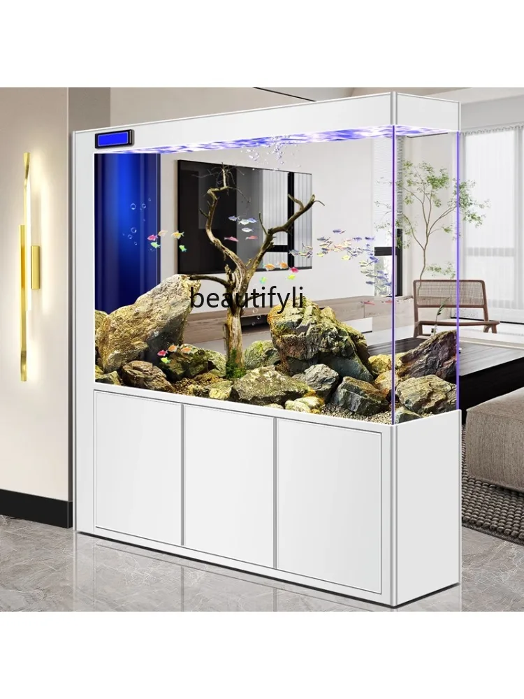 Screen Home Fish Globe Light Luxury Living Room Medium and Large Bottom Filter Floor Self-Circulation Ecological Filter Aquarium