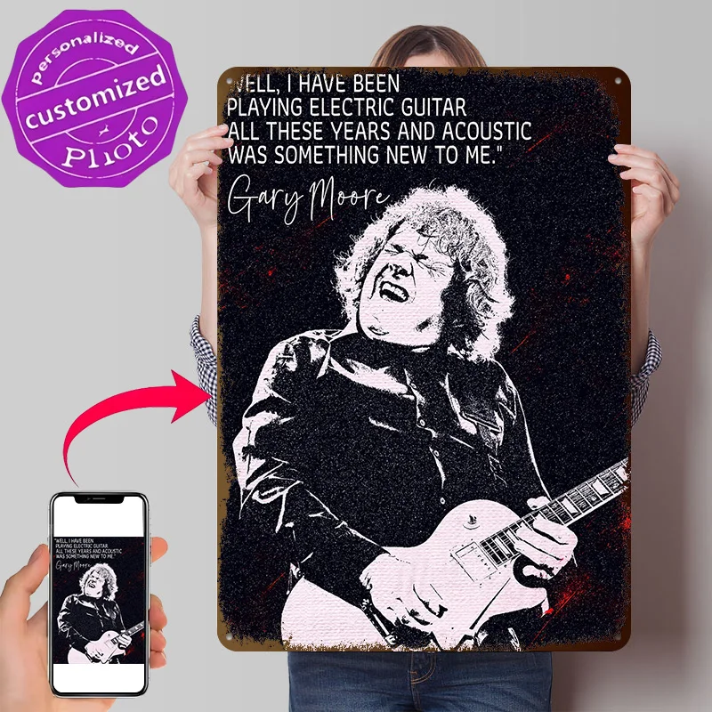 Gary Moore 3D Texture Metal Poster Customized Wall Art Tin Sign Gift for Mancave Decoration Garage Decorations Room Accessories