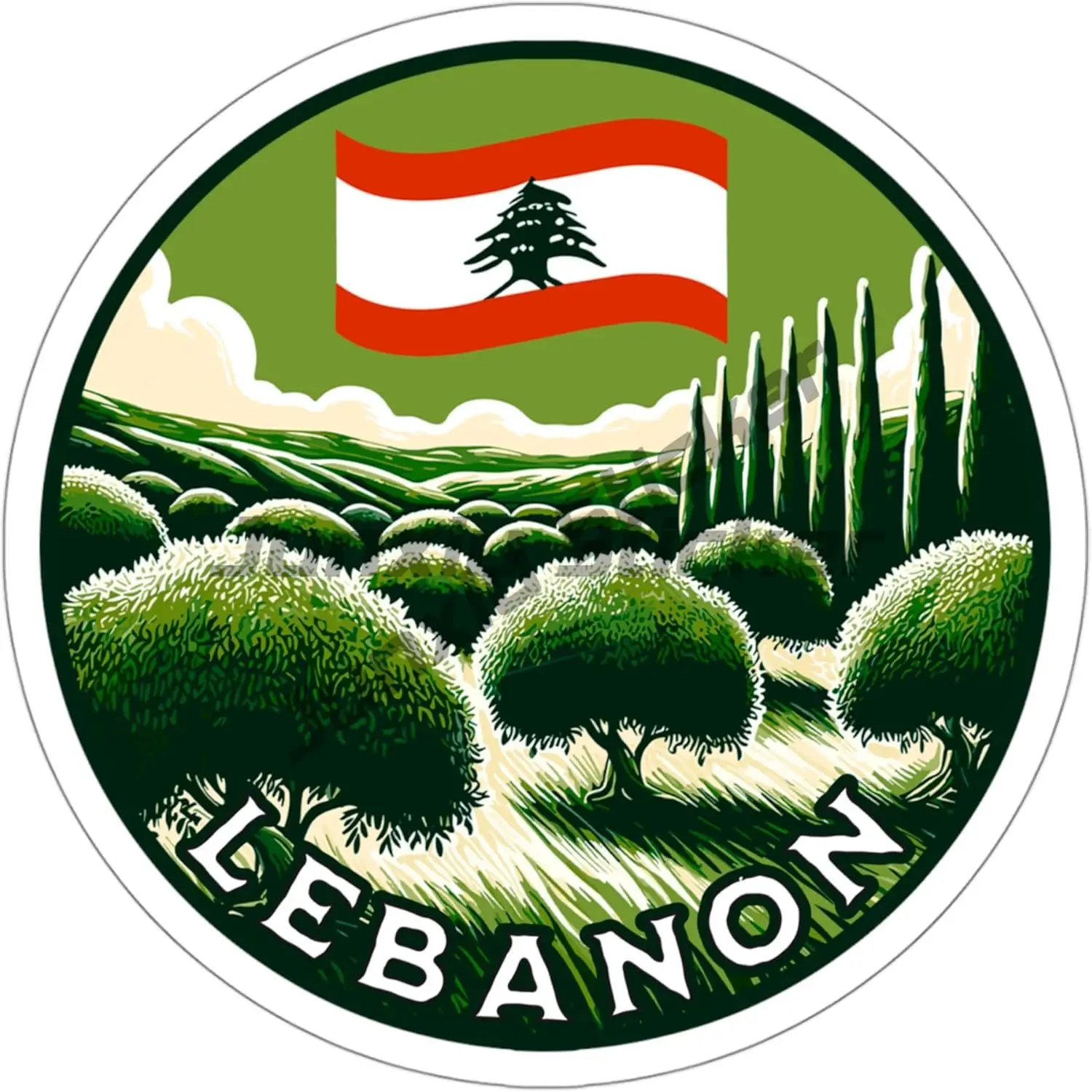 Lebanon Flag Shield Car Bumper Sticker Wall Helmet Window Motorcycle Decal